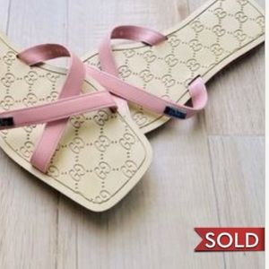 GUCCI Pink Sandal Slides Rubber & Leather